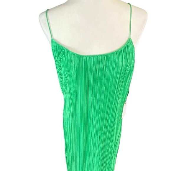Good American Always Fits Green Plisse Slip Dress size Large (3-4) Midi pleat - Picture 2 of 7